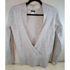 J.Crew‎ Wool Cashmere Wrap Sweater Gray Size Small V-Neck Long Sleeve